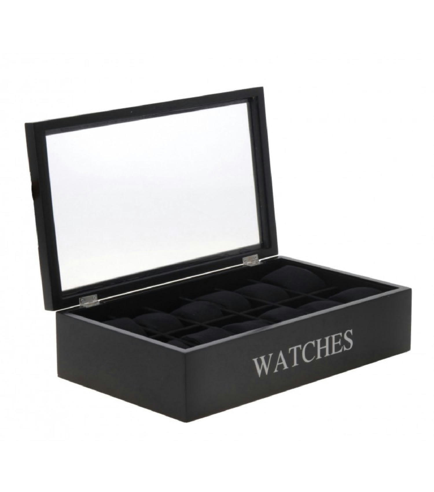 - Coffret de rangement pour 12 montres en bois noir 34,2x20,4cm