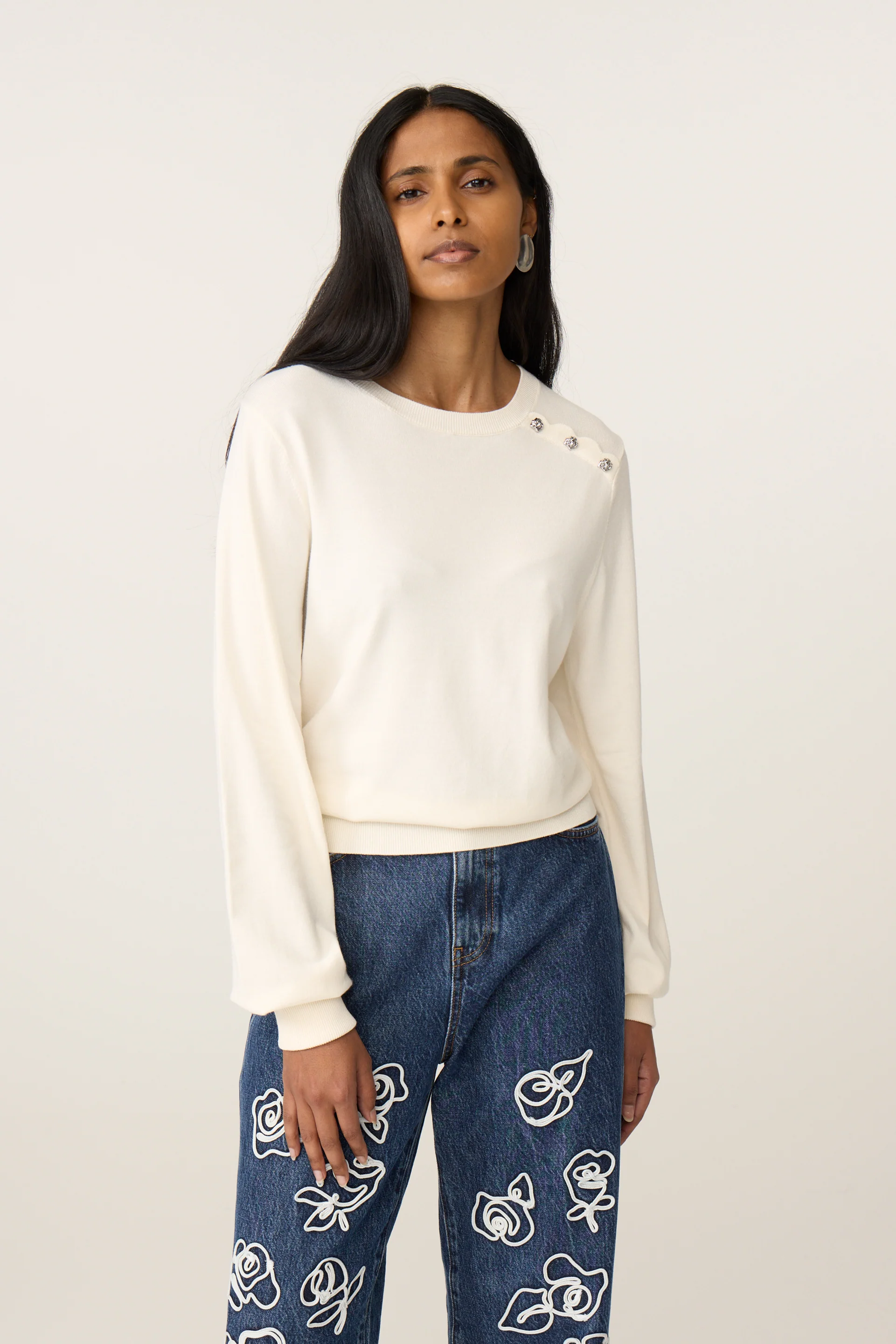 Molly Cuff Pullover | Cosy White