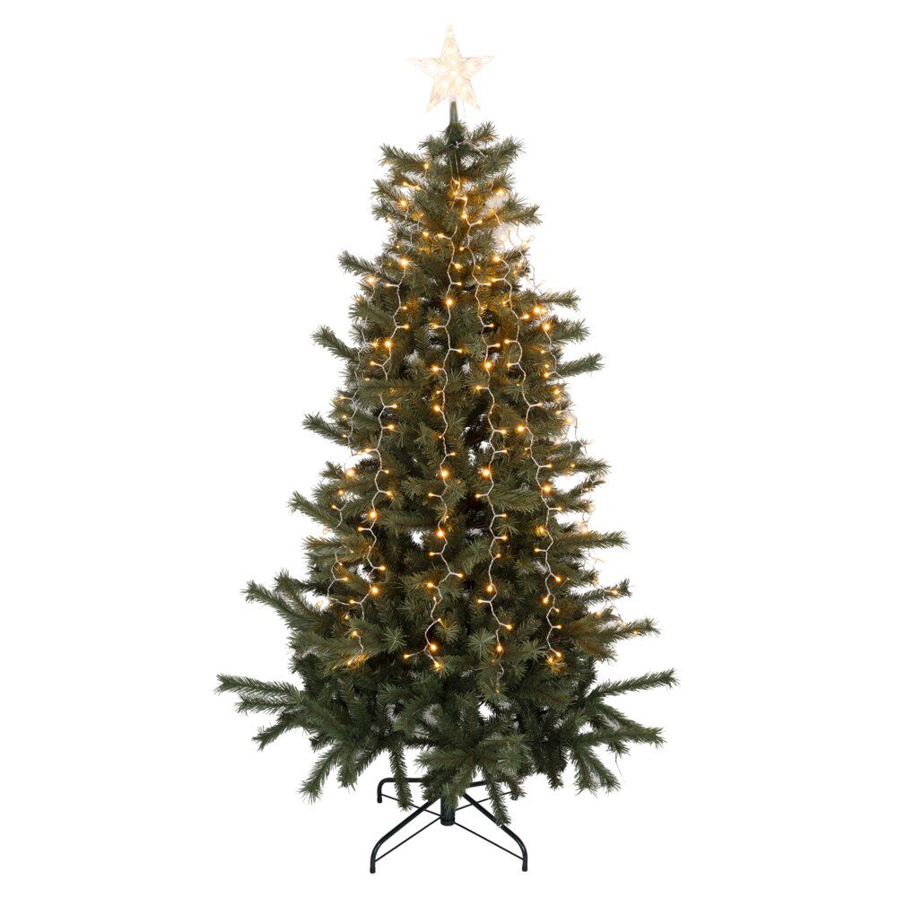 Guirlande lumineuse 196 LED pour sapin en cascade avec étoile L180cm