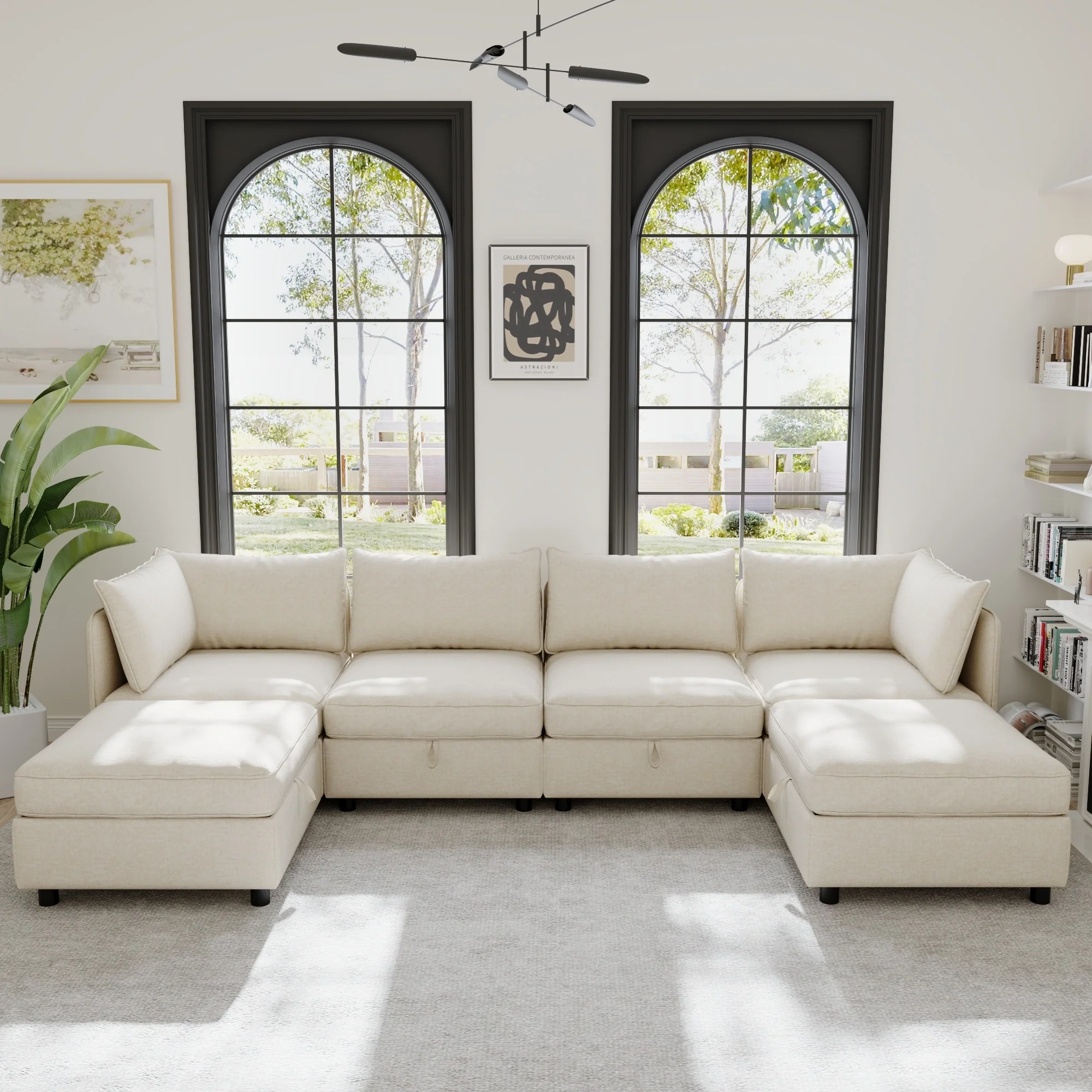 Christopher Knight Home - Felix Spacious Modular Sectional Sofa with Sleeper Function and Hidden Storage