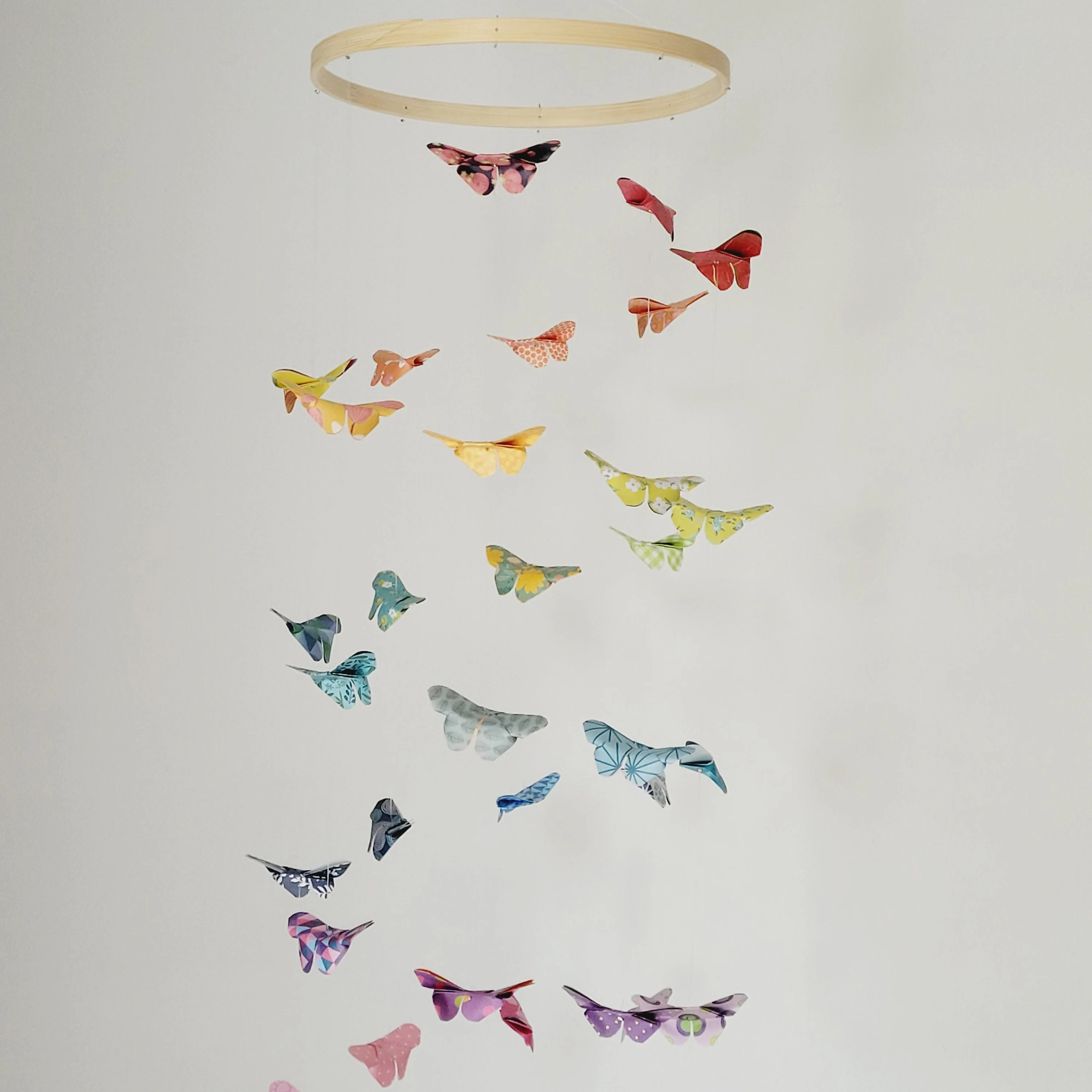 023-Origami rainbow baby mobile with 32 butterflies