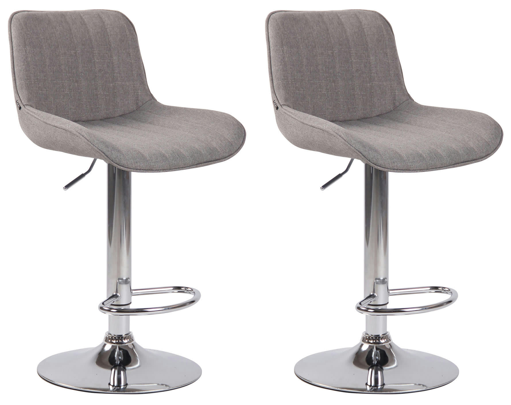 LENTINI - Lot de 2 Tabourets de bar réglable en tissu Gris