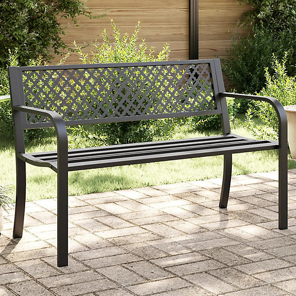 Banc de jardin 119 cm noir acier vidaXL