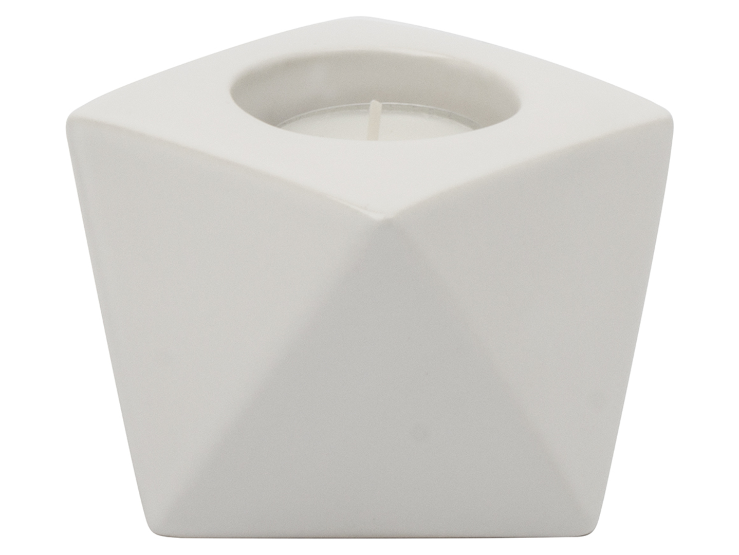Świecznik Geometric ceramiczny 10 cm biały