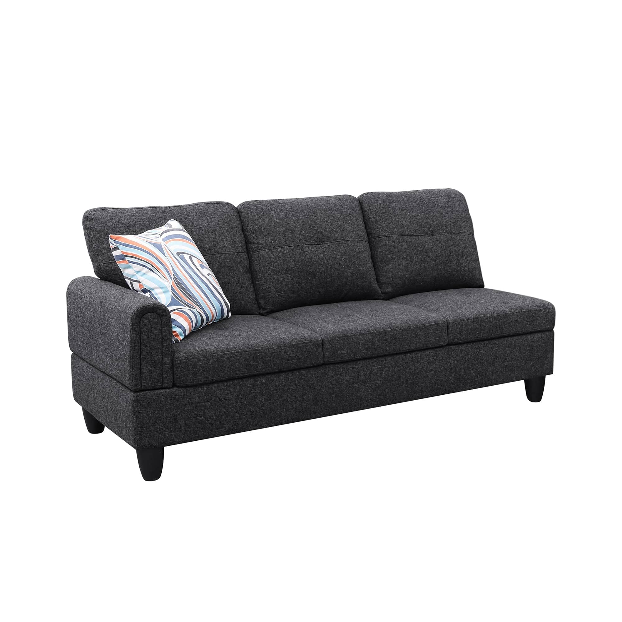 Black Grey Linen Living Room Sofa Set