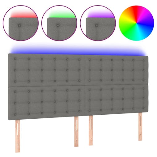 NNEVL LED Headboard Dark Grey 160x5x118/128 cm Fabric