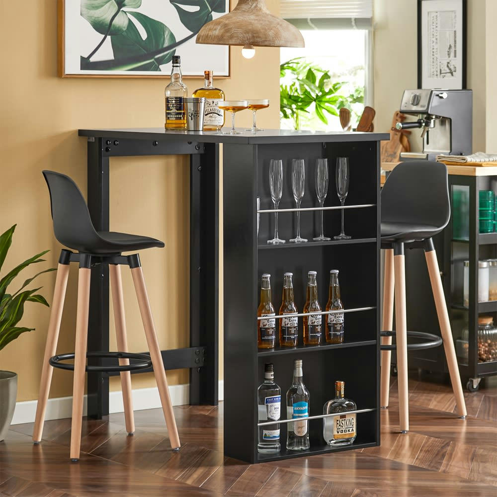 - Table haute de bar effet bois noir