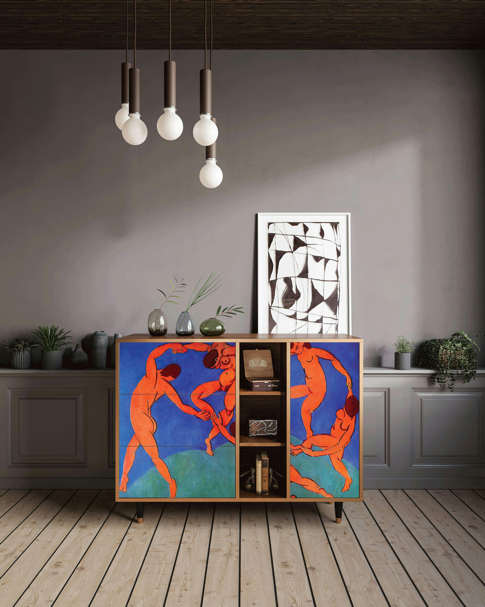 THE DANCE BY HENRI MATISSE - Buffet  multicolore 3 tiroirs et 1 porte L 125 cm