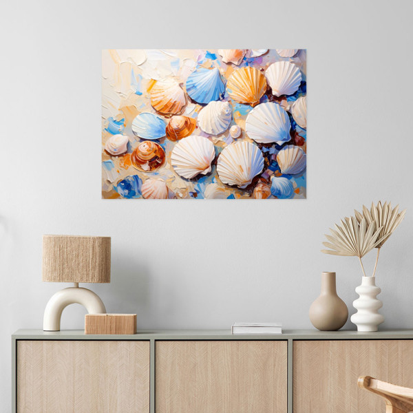 Naklejka na ścianę Feeby Muszle Plaża Piasek jak malowany 30x20