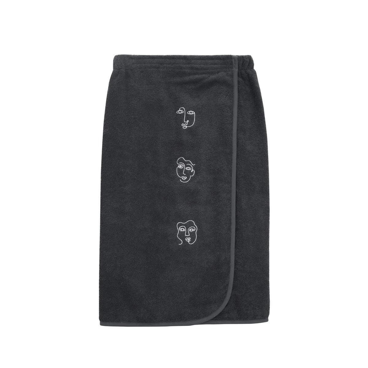 VISAGES - Paréo de bain en coton Carbone Taille unique
