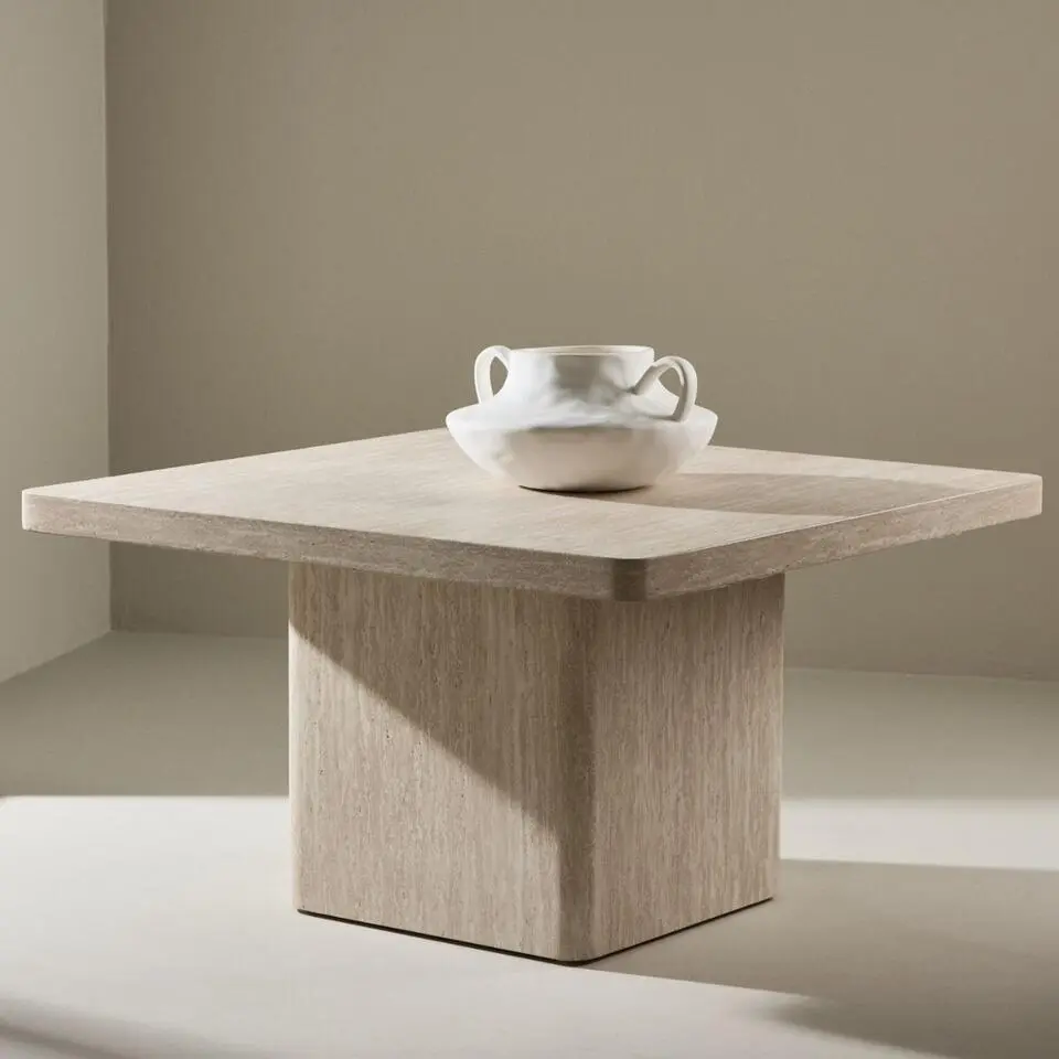 Salontafel Vierkant - Beige MDF - 80x80x46cm - Qvart