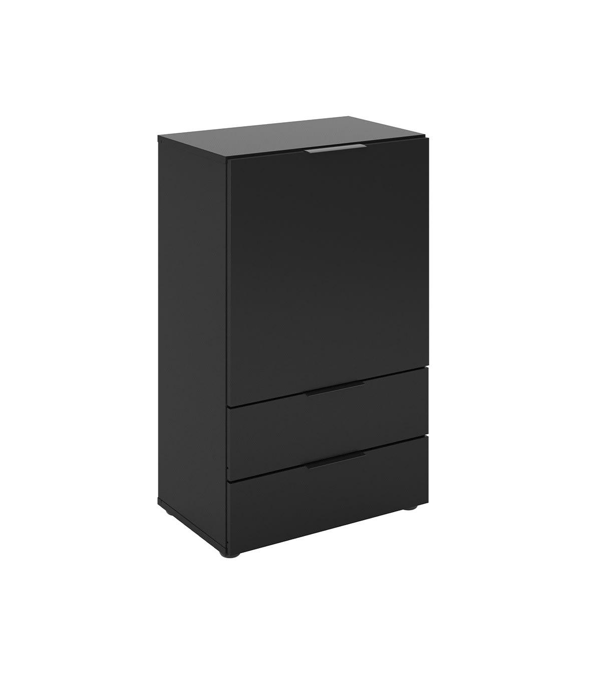 DARK - Commode 2 Tiroirs et 1 Porte avec Étagère L49.7cm