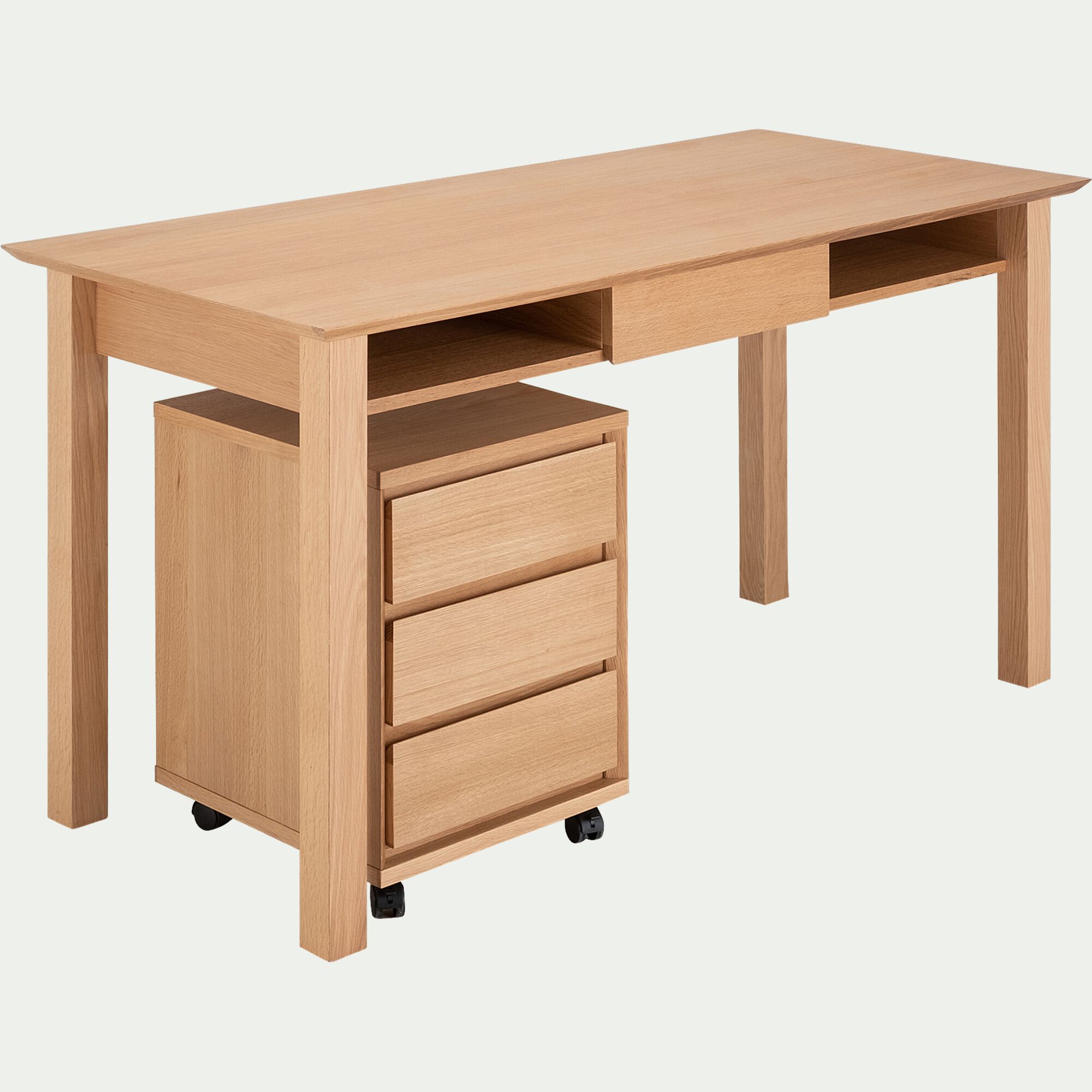 AGOSTA - Bureau avec tiroir en bois L140cm - bois clair