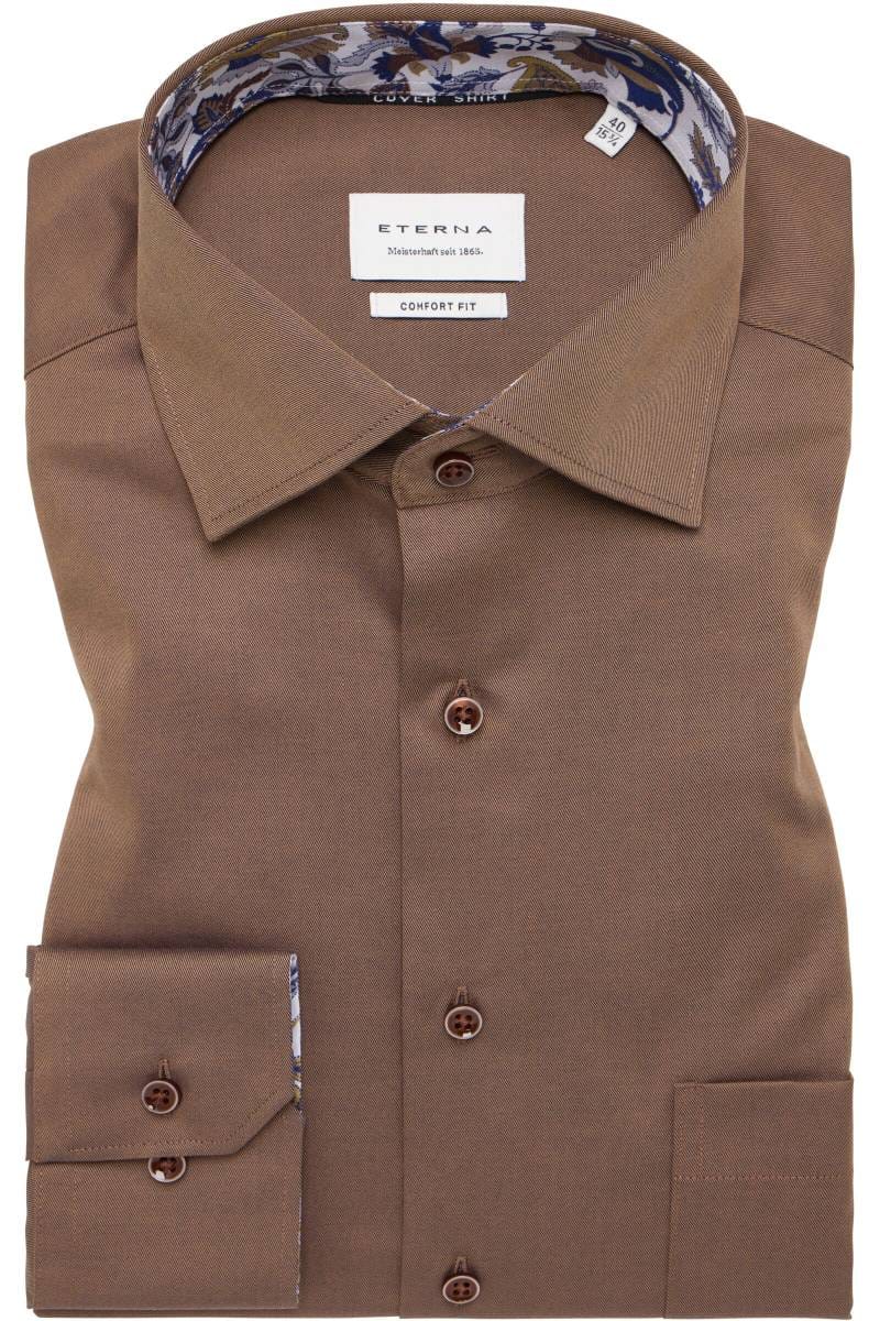 ETERNA Cover Shirt Comfort Fit Hemd beige/braun, Einfarbig