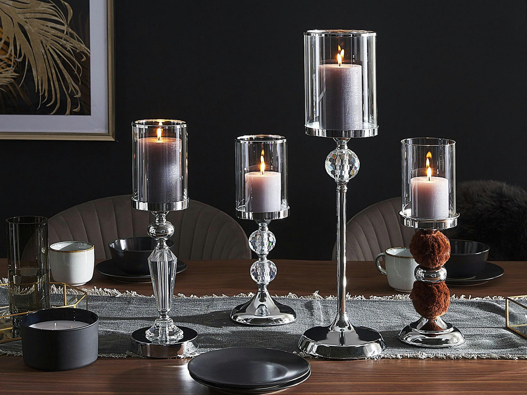 COTUI - Bougeoir pilier argenté 58 cm