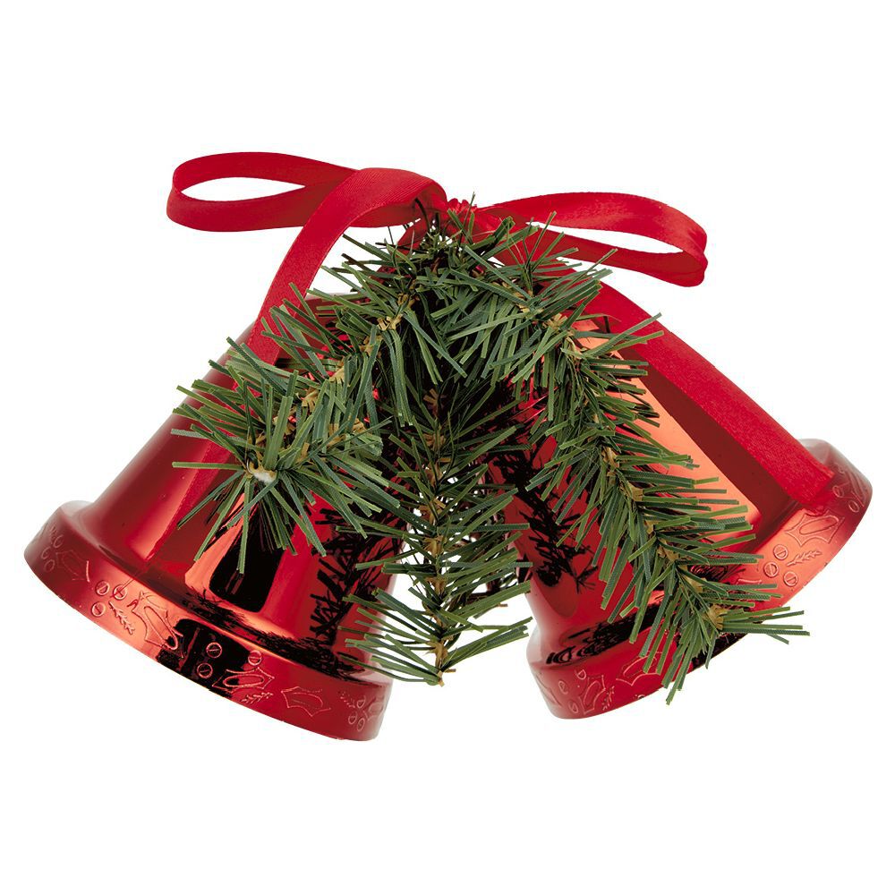 Cloche de No&euml;l à suspendre rouge x2