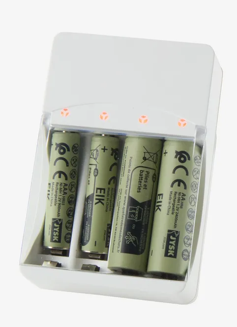 Batterioplader EIK m/stik hvid