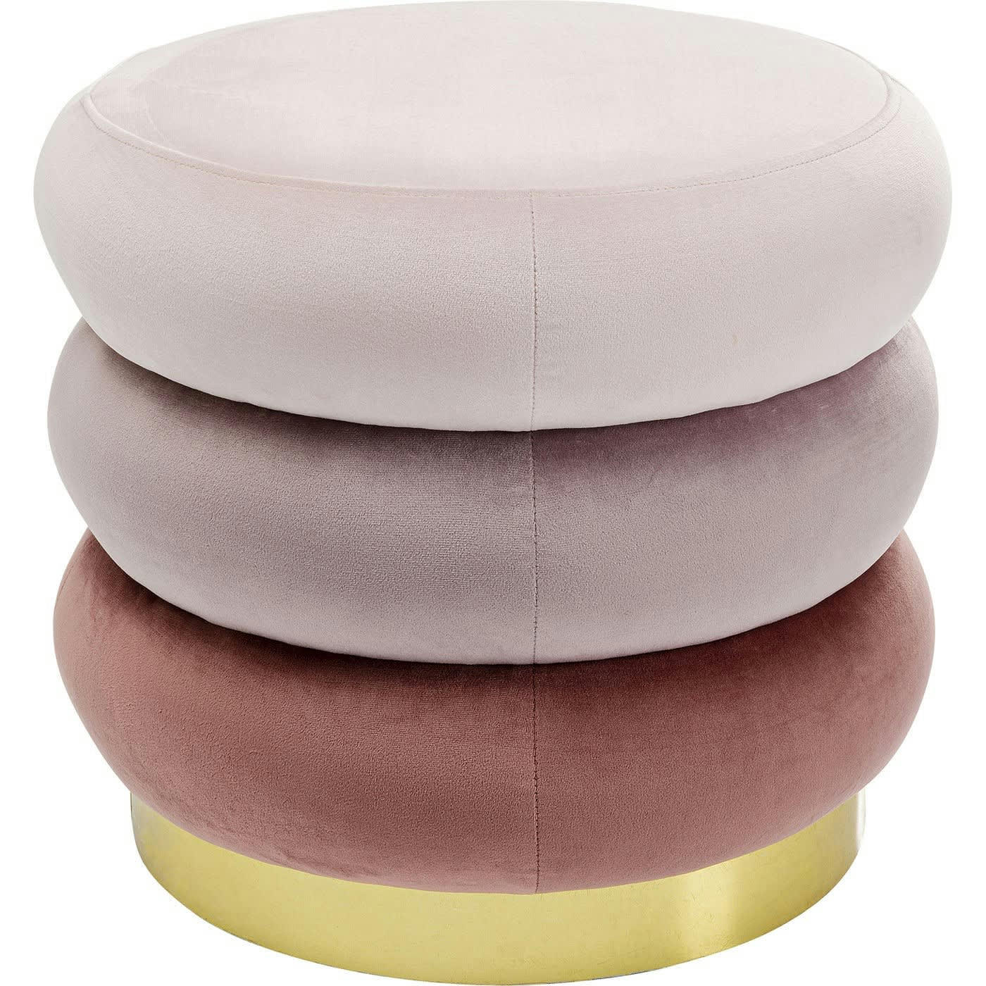SANDWICH - Tabouret en velours rose et acier doré