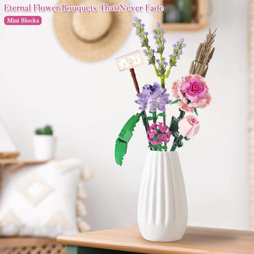 NNEOBA 393 PCS Mini Bricks Flower Bouquet Building
