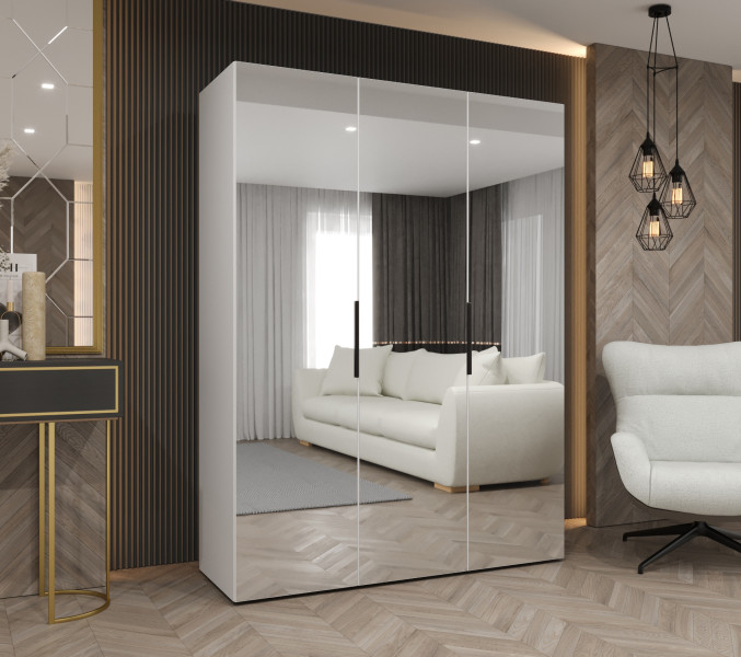 Szafa uchylna otwierana MARBELLA 3 150 wys. 202 cm biały   czarny