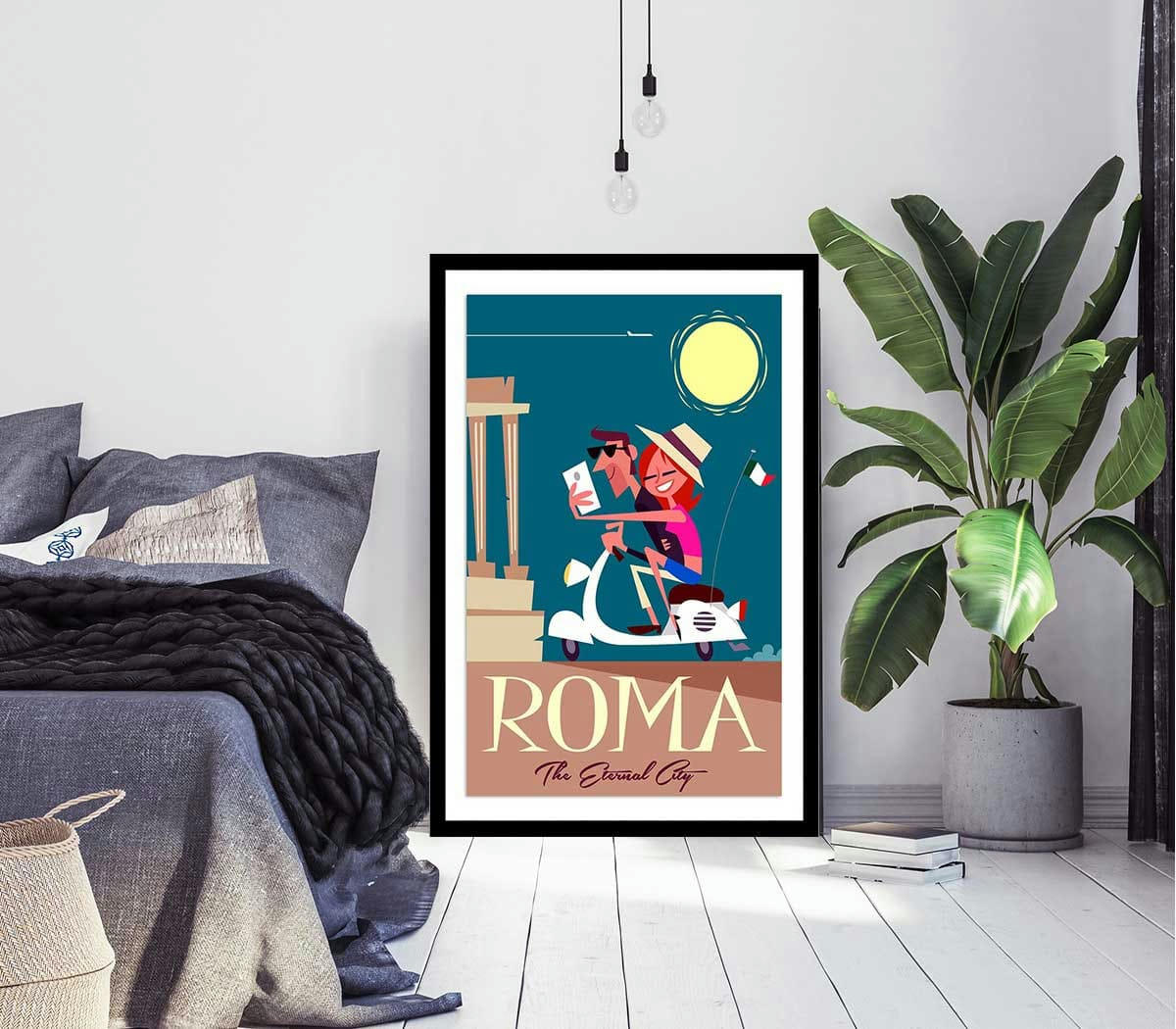 - Affiche voyage en amoureux avec cadre noir 30x45cm