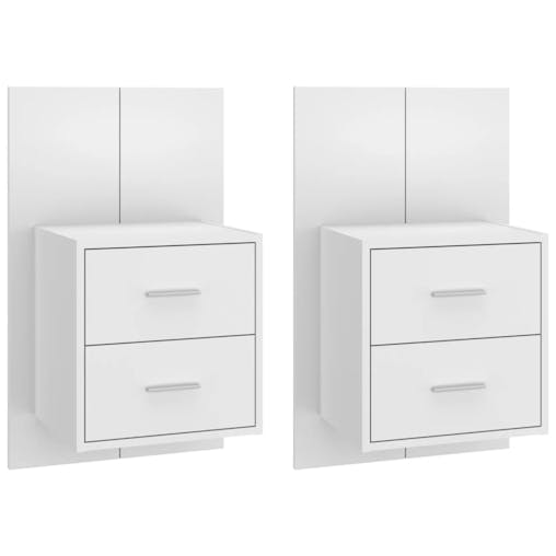NNEVL Wall-mounted Bedside Cabinets 2 pcs High Gloss White