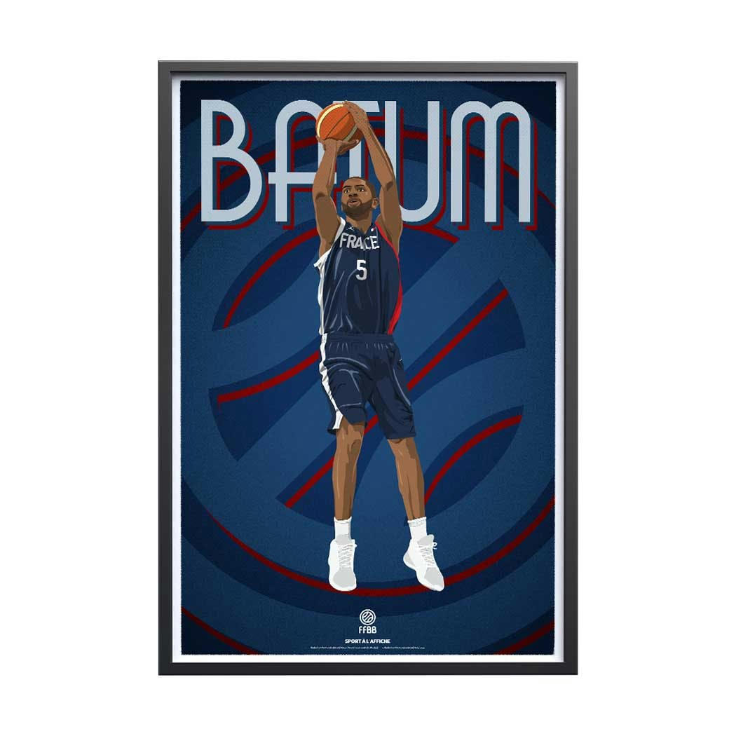 BASKETBALL - Affiche Basket - Team France Basket - Nicolas Batum 40x60 cm