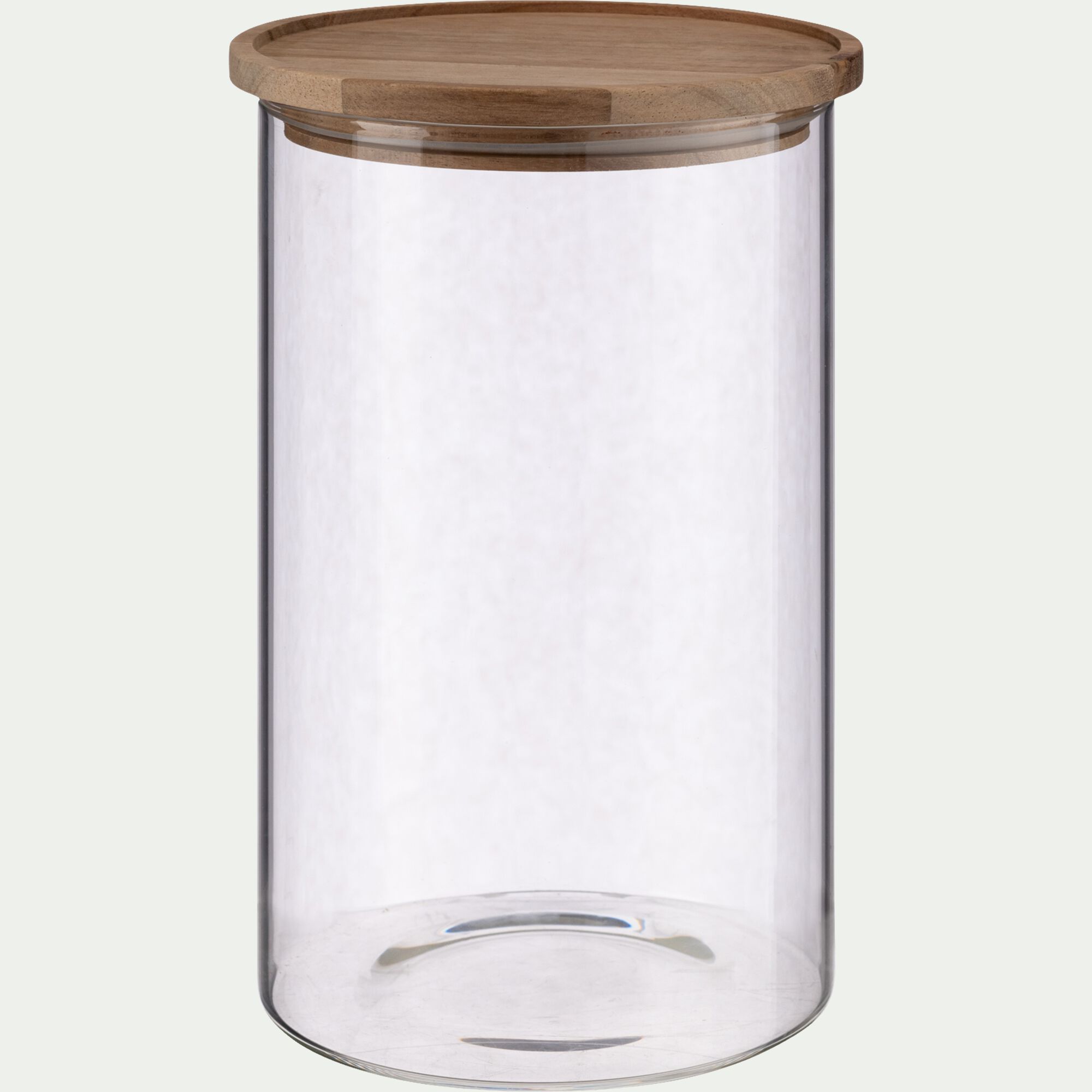 RONDA - Bocal en verre avec couvercle en acacia 2L - transparent