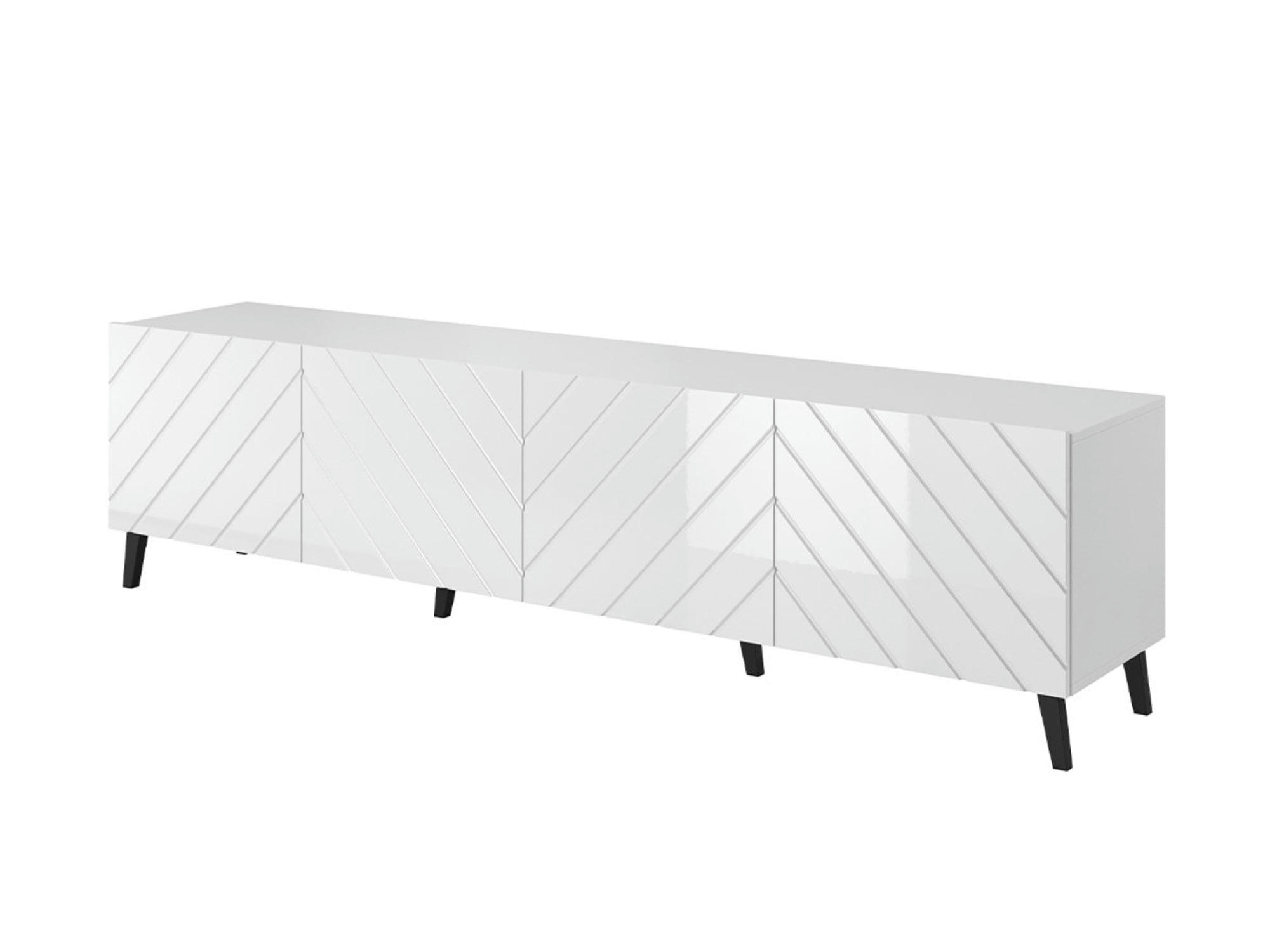 CHLOE - Meuble TV style contemporain 200 cm blanc