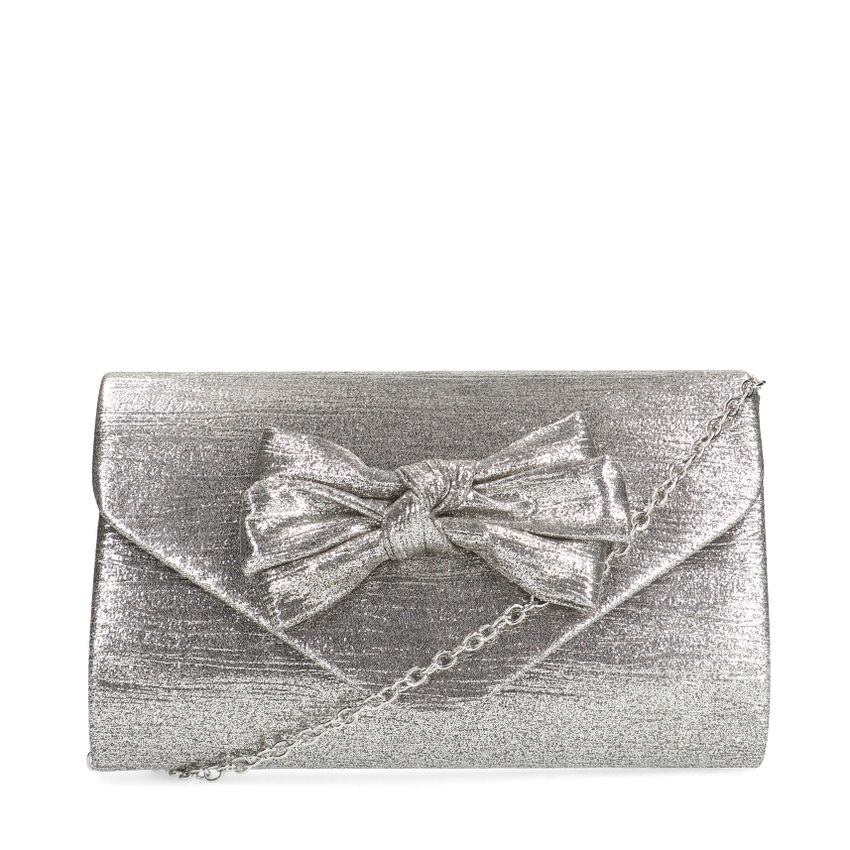 Manfield Zilveren clutch met strik