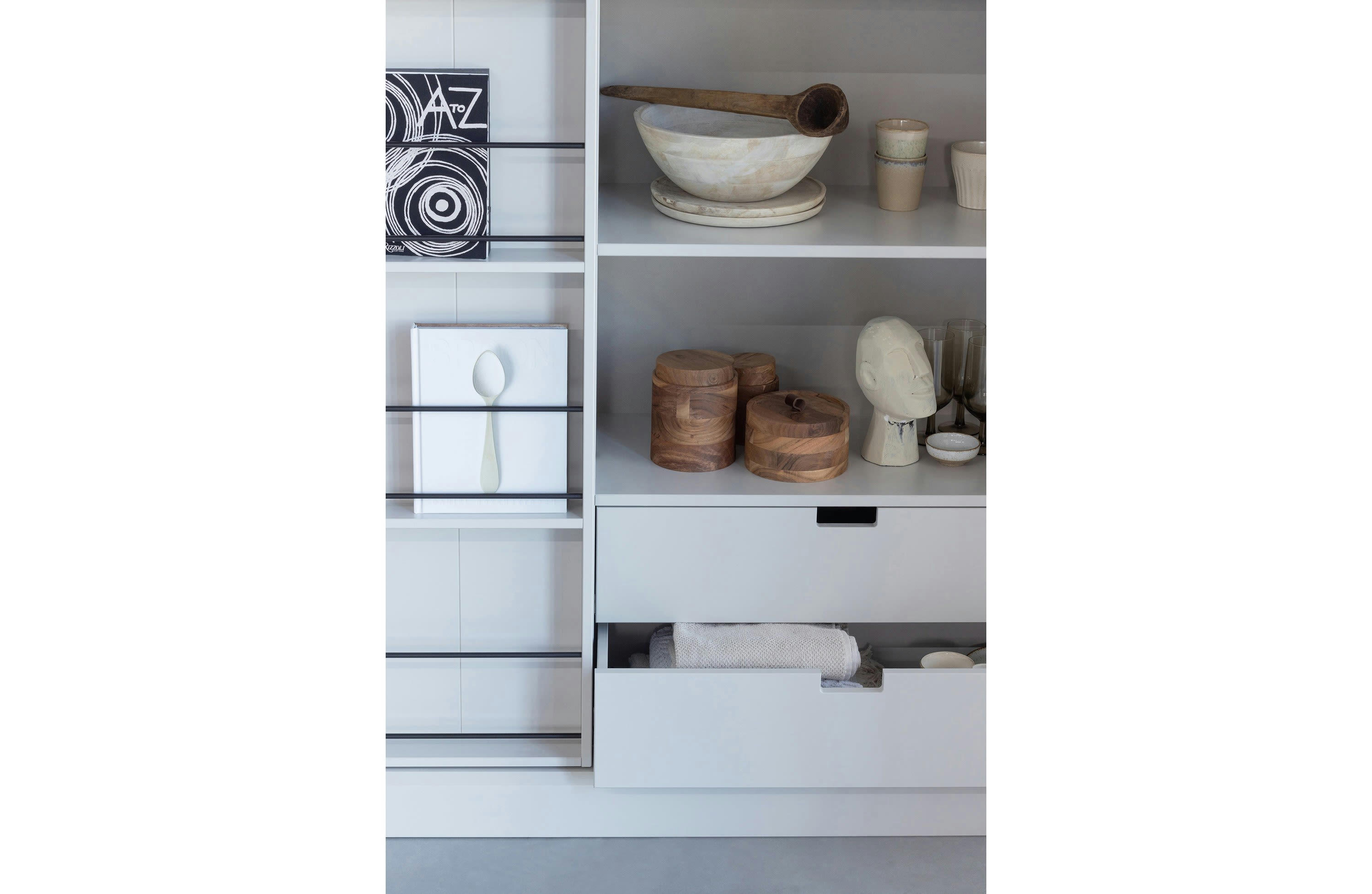 OPAL - Pot avec couvercle en bois d'acacia beige H12xD9