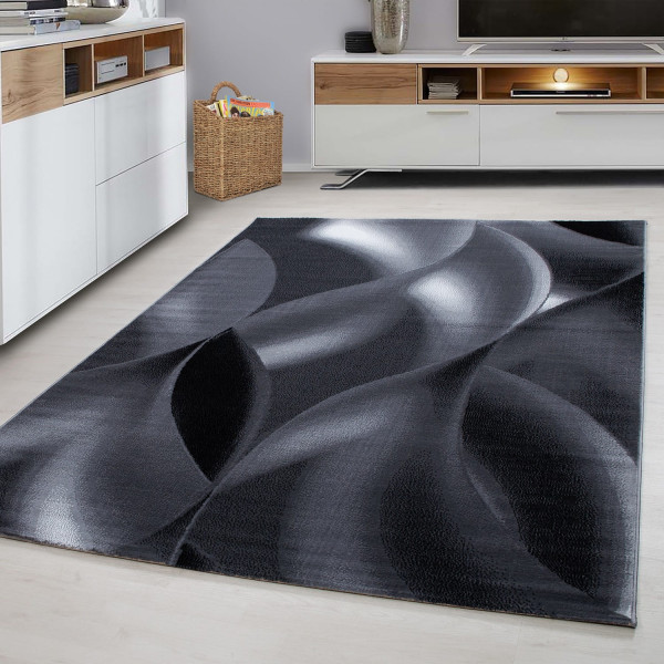 Dywan nowoczesny Plus wstęgi szaro-czarny 80 cm x 150 cm