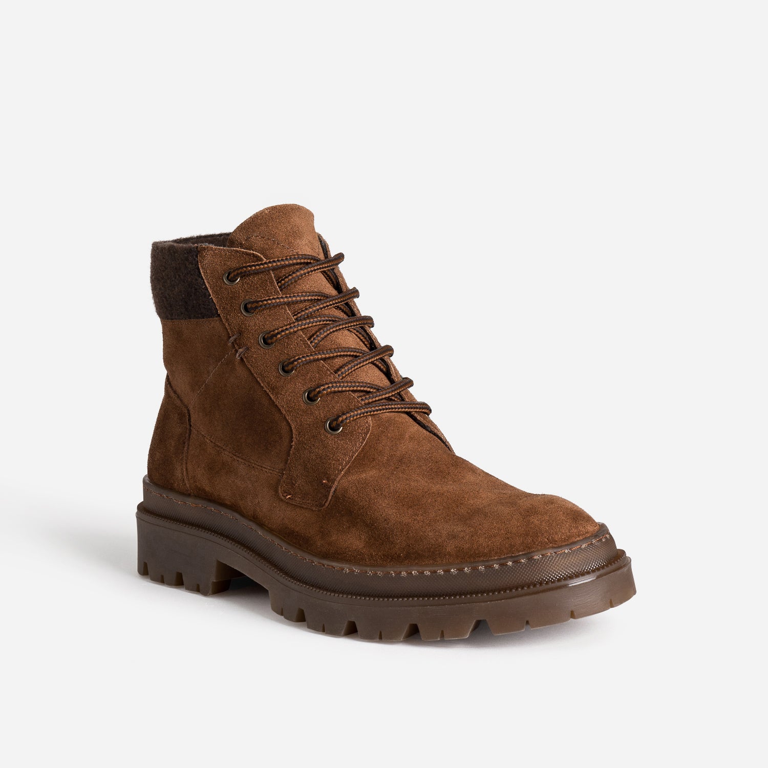 Boots à lacet cognac cuir velours