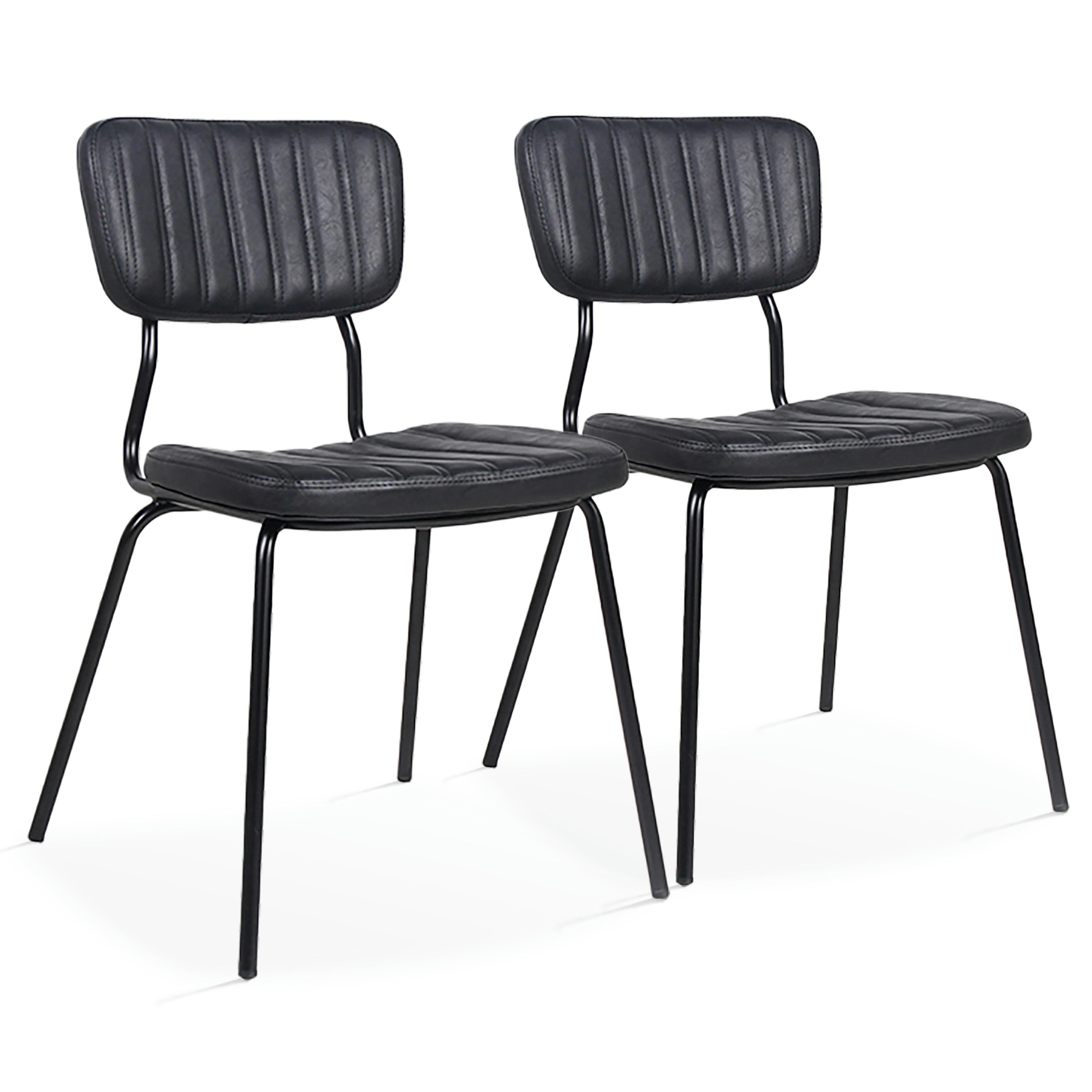 YORK - Lot de 2 chaises en textile enduit noir