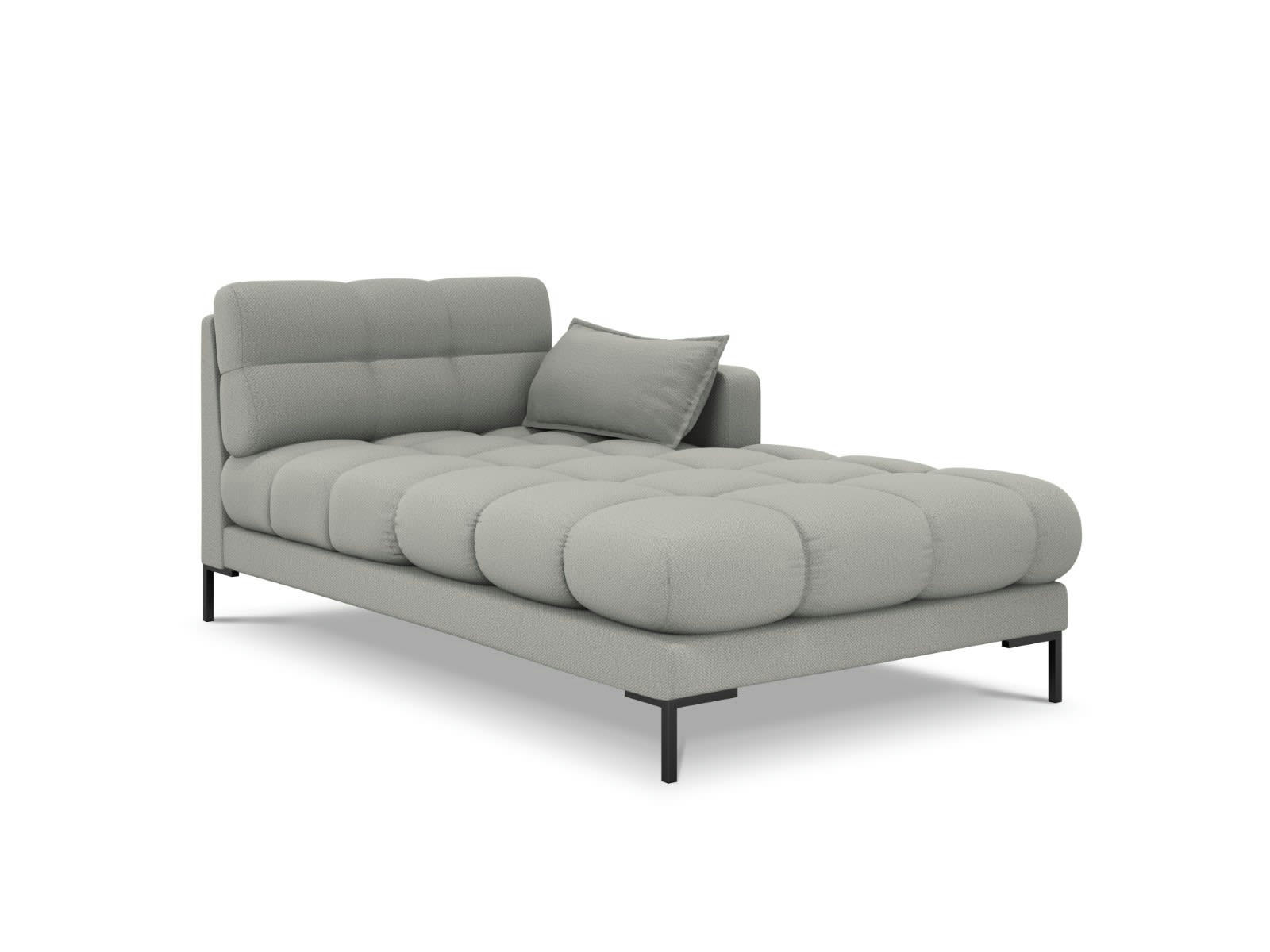 MAMAIA - Méridienne droite 1 place en tissu structurel gris clair