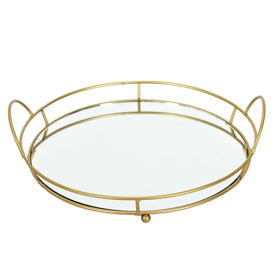 Home Deco Factory dienblad van spiegel glas - Rond - 34 x 4 cm