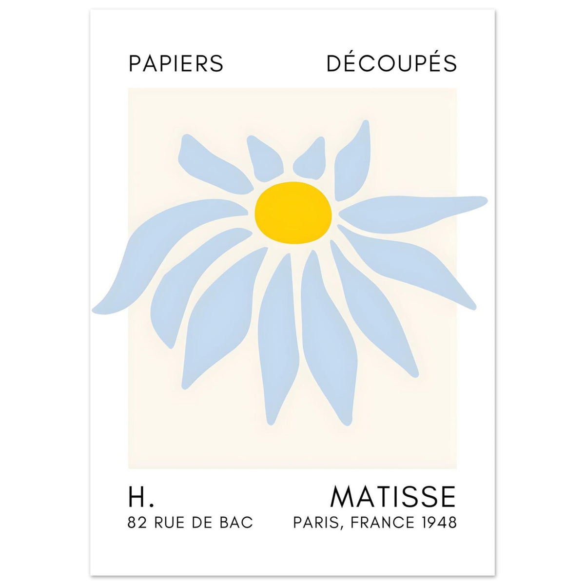 Artfulprints Poster Matisse – Deep sea dance light blue  - 50x70 cm - Blauw