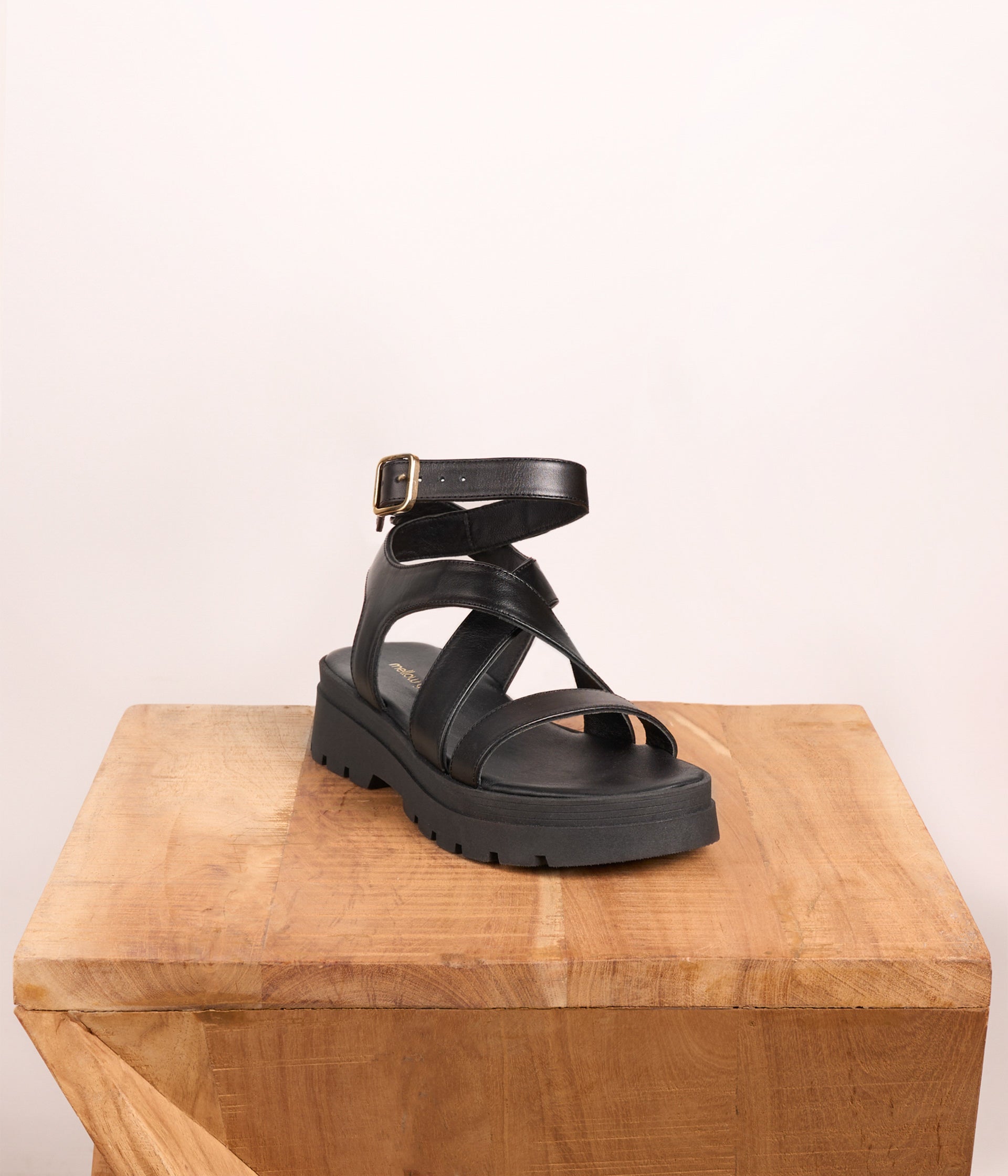 Sandales crantées noires Donna