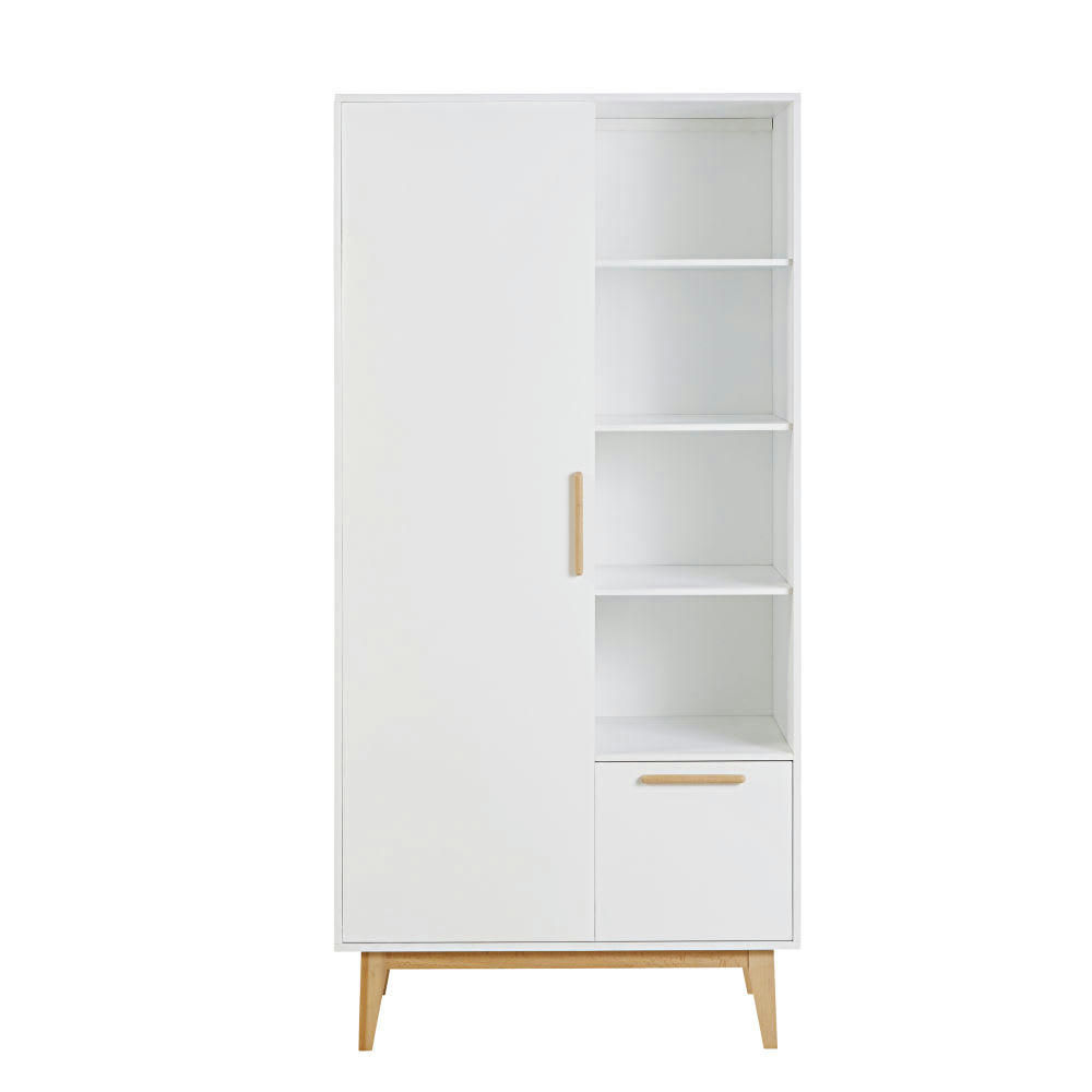 Sweet - Armoire style scandinave 1 porte 1 tiroir blanc