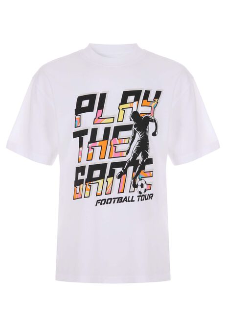 Older Boys White Cotton Football T-Shirt