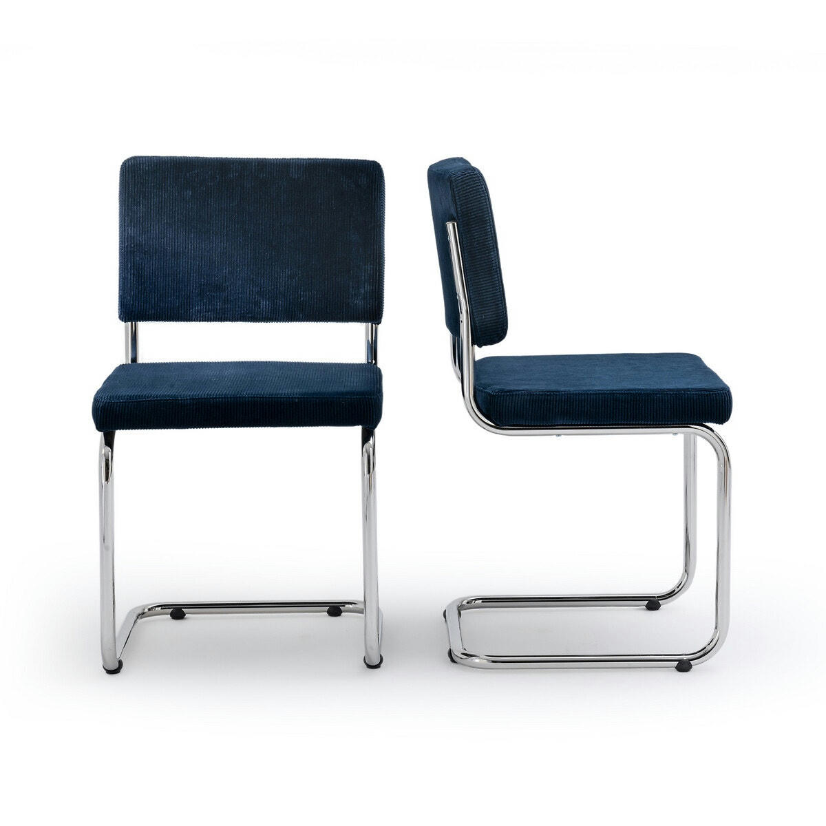 Lot de 2 chaises cantilever en velours, Sarva