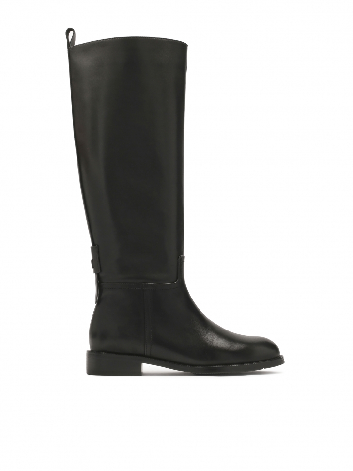 Classic black boots on a flat sole