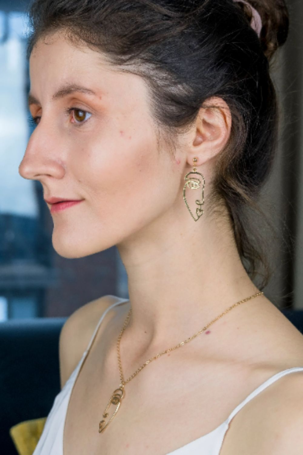 The Colourful Aura Long Face Drop Abstract Hollow Profile Earrings