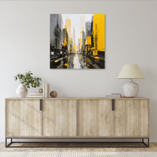 Feeby Obraz do sypialni, Miasto Nowoczesne Żółty 30x30