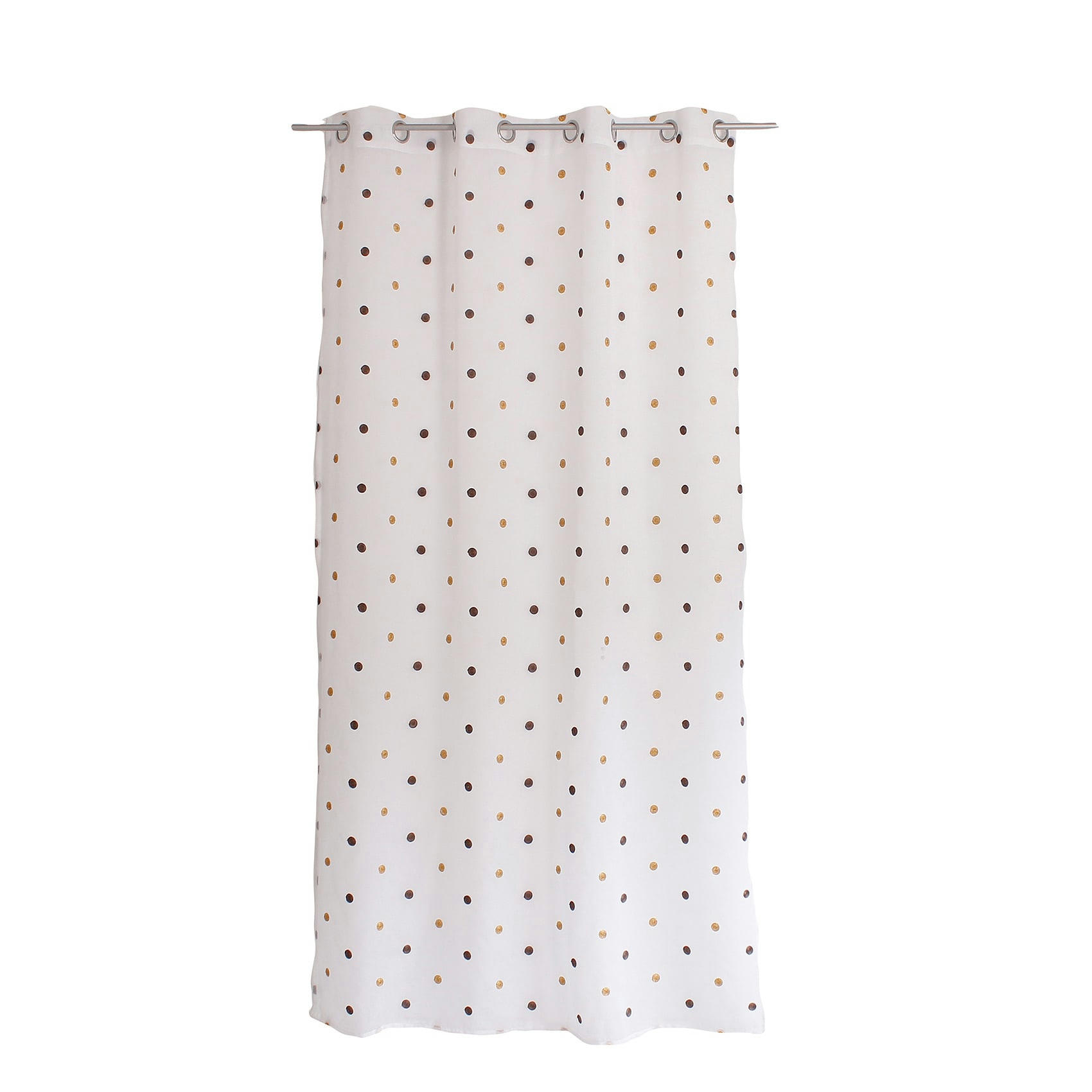 SMARTIES - Voilage sablé brodé pois colorés polyester vison or 240x140cm