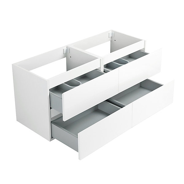 Pack Meuble prémonté 120 blanc-Vasque résine-Robinets noir-Miroirs ELY - bain-bain
