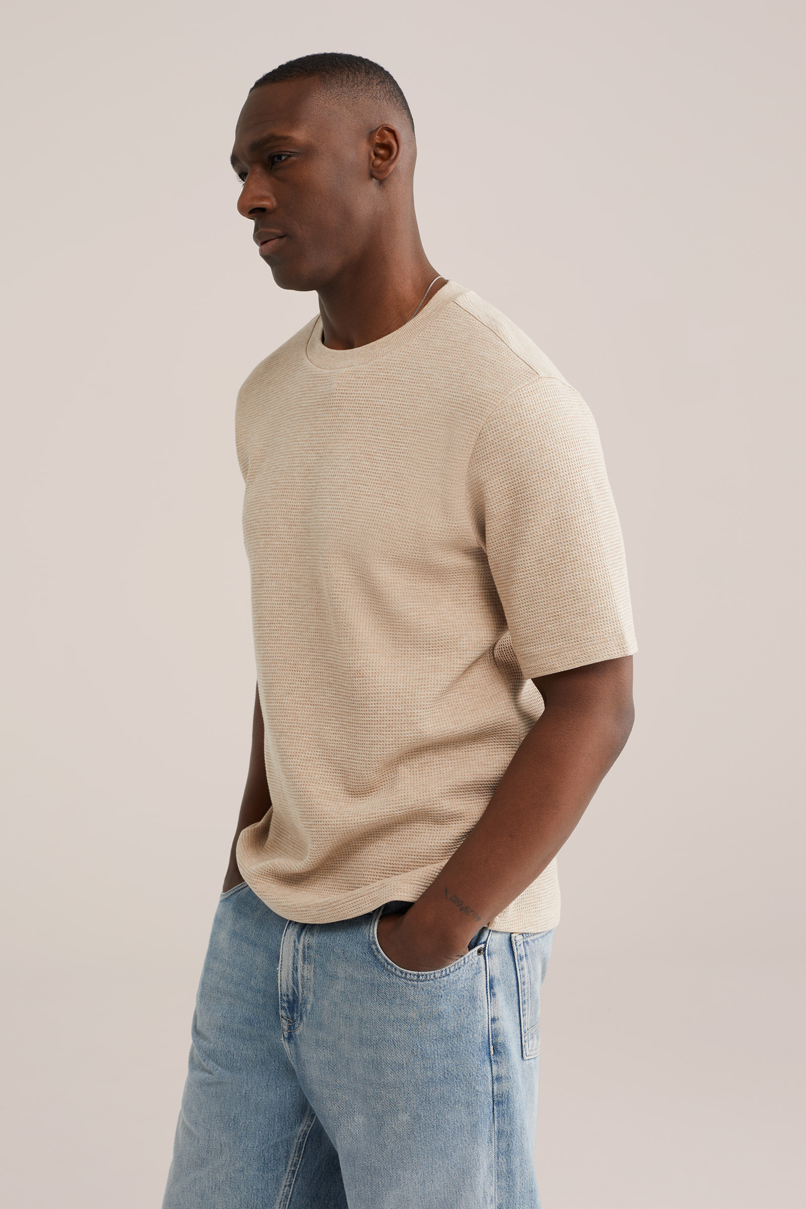 Heren relaxed fit T-shirt met structuur