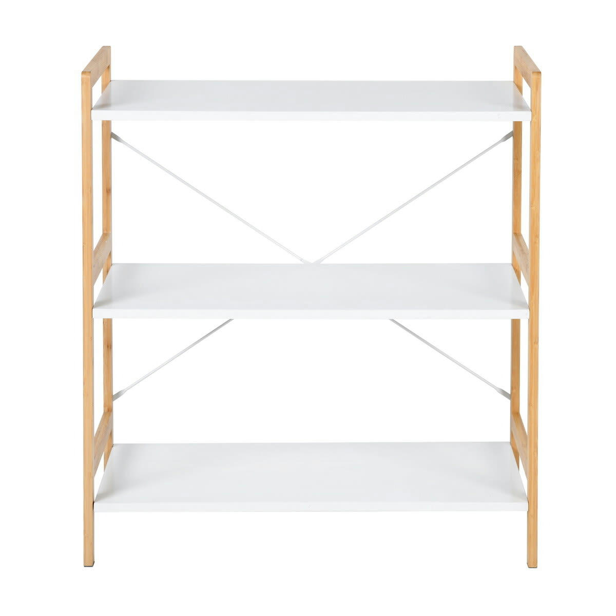 - Étagère de bibliothèque en bois blanc rangement 3 niveaux