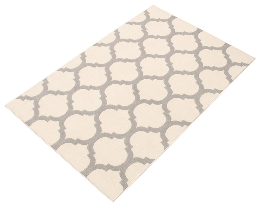ECARPET Cambridge Indoor/Outdoor, Geometric Area Rug, Ivory/Light Grey, Assorted Sizes