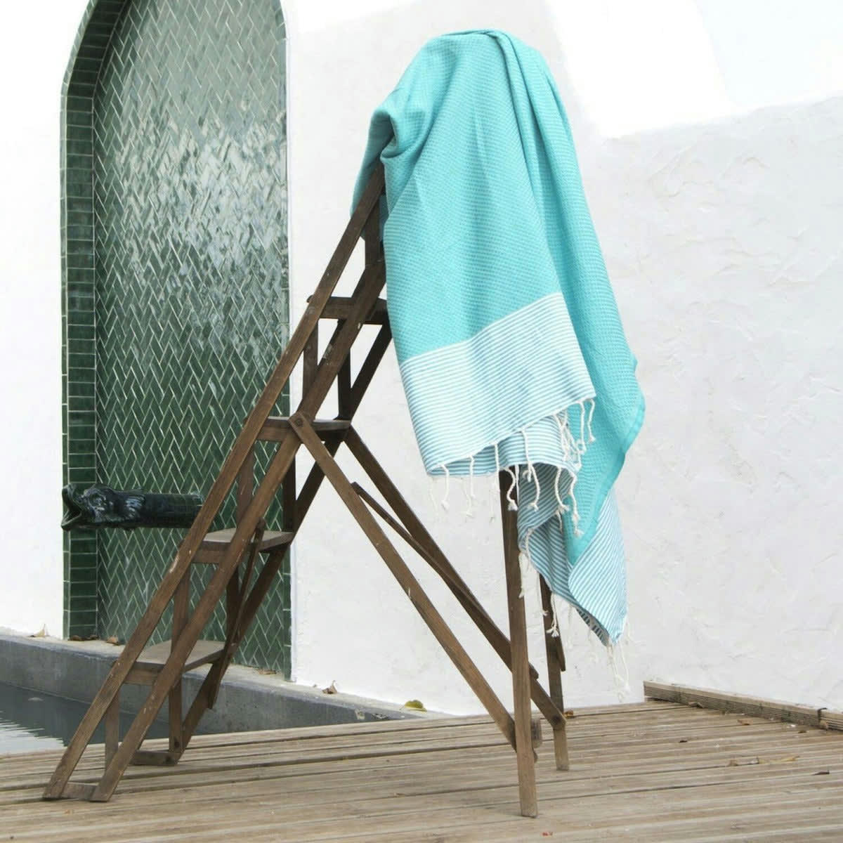 IBIZA - Fouta XXL coton  200x200 vert turquoise